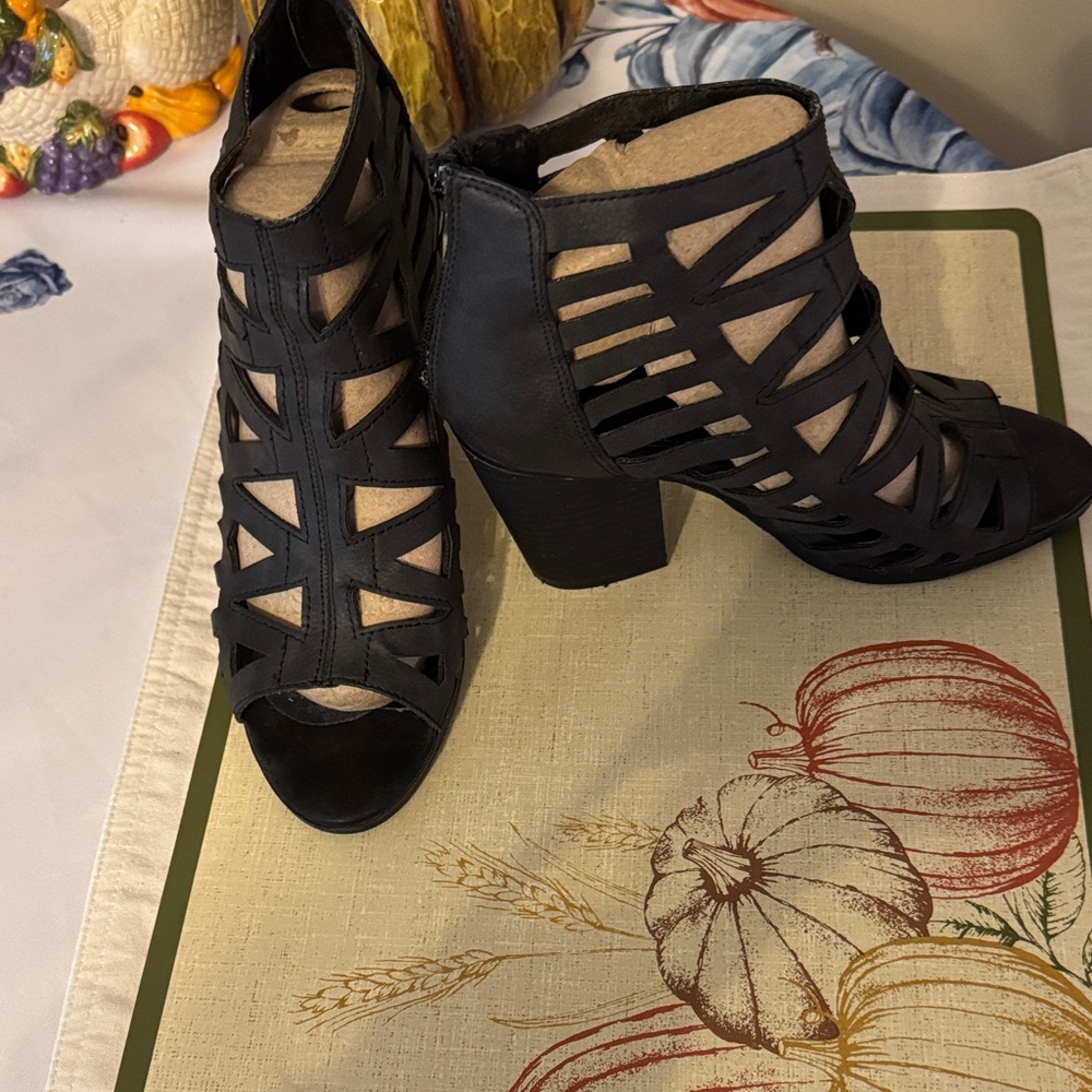 Sugar Black Cutout Heeled Sandals